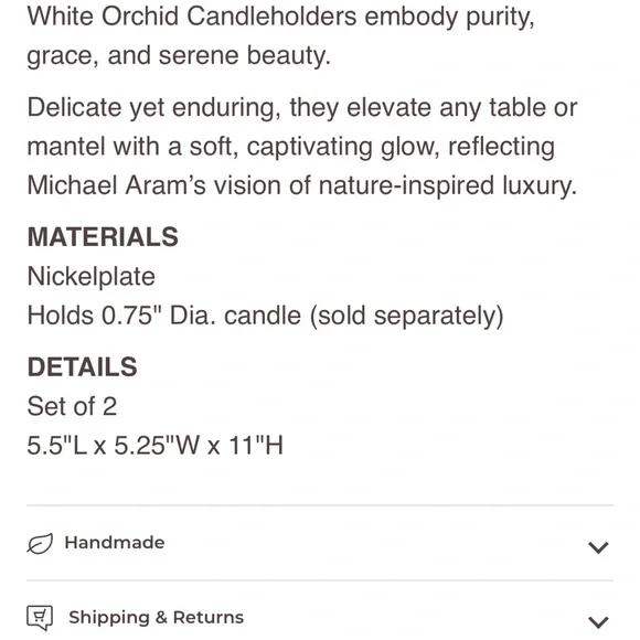 Michael Aram white orchid Silver Candle Holders - Picture 5 of 8